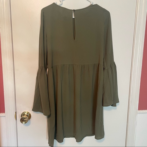 ASOS Olive Green Dress with Bell Sleeves - Picture 5 of 6
